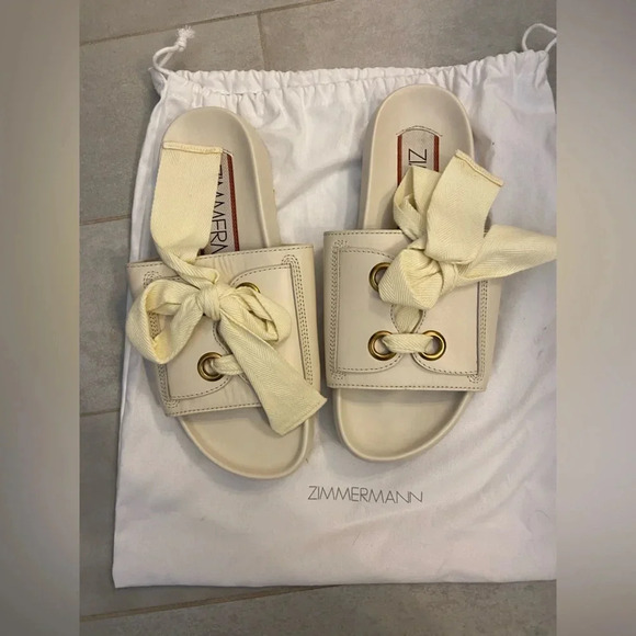 Zimmermann Bow Slides Ivory Size EU 41/ US 10.5 - Picture 8 of 12